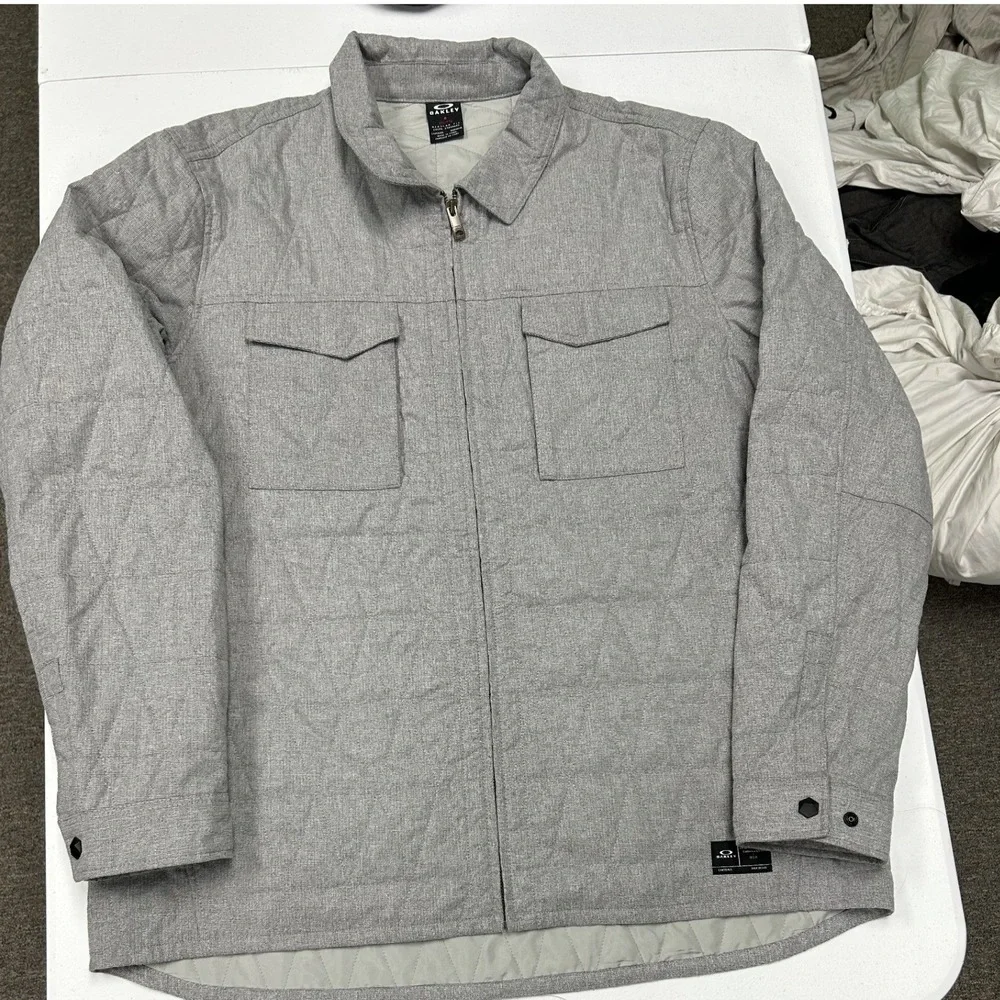 Oakley Quilted Shirt Jacket Mens XXL Grey Excellent Full Zip Insulated Utility